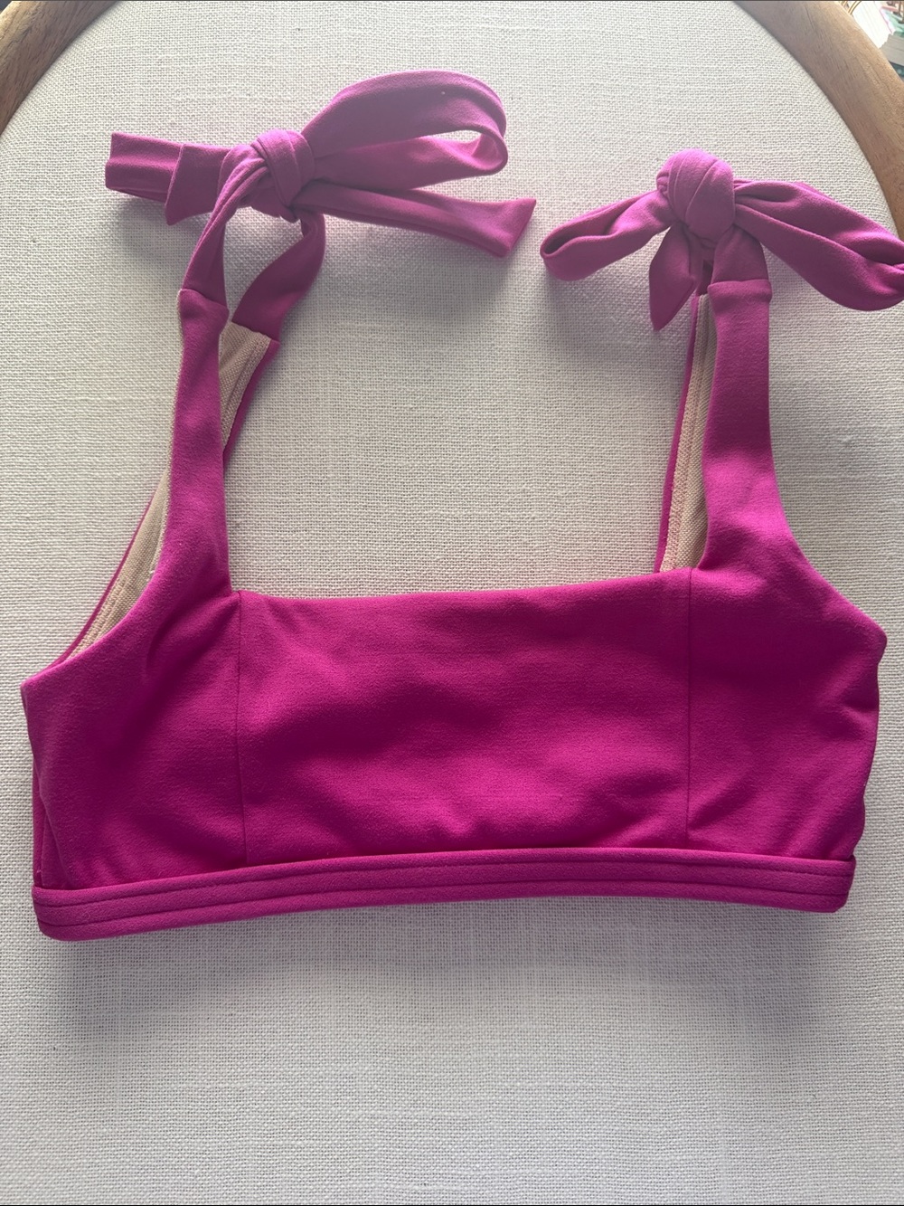 Tie-Shoulder Bandeau Bralette in Fuchsia Pink bra style top